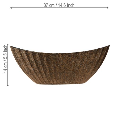 Floristik24 Macetero con ranuras ovalado barco antracita oro 36cm