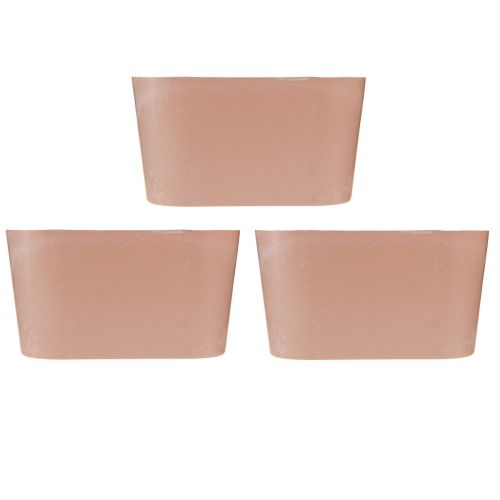 Artículo Cuenco para plantas cuenco decorativo ovalado plástico rosa marrón 20×10×11cm 3ud