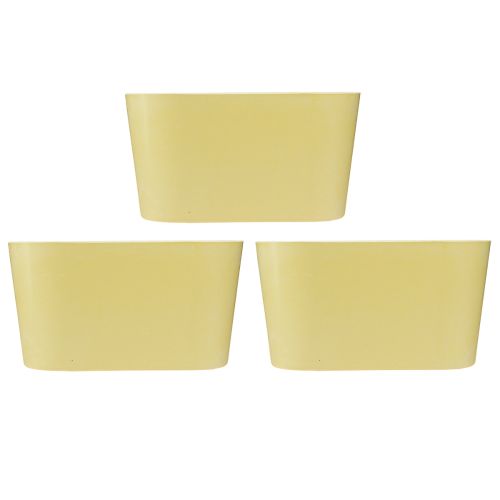 Artículo Cuenco para plantas ovalado amarillo decorativo de plástico 20×10×11cm 3 piezas