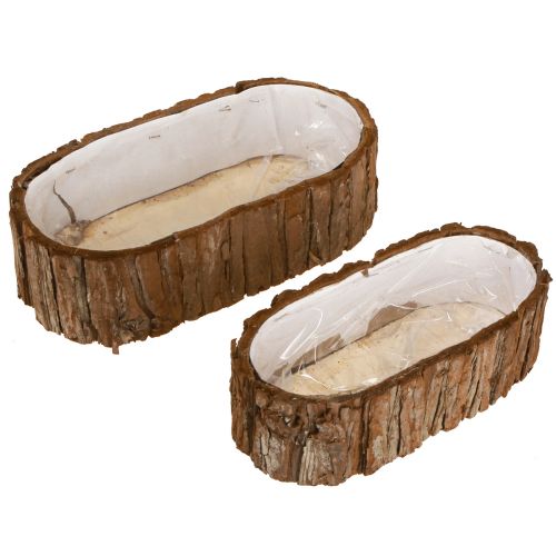 Floristik24 Macetero ovalado de corteza natural 30,5×15cm / 24×11cm juego de 2
