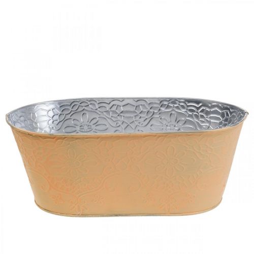 Floristik24 Cuenco para plantas cuenco de flores de metal ovalado naranja 25x14,5x10cm