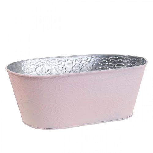 Floristik24 Cuenco para plantas cuenco de flores de metal ovalado rosa 25x14,5x10cm