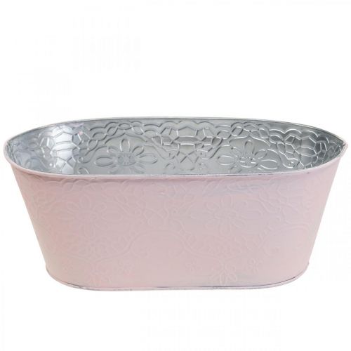 Floristik24 Cuenco para plantas cuenco de flores de metal ovalado rosa 25x14,5x10cm