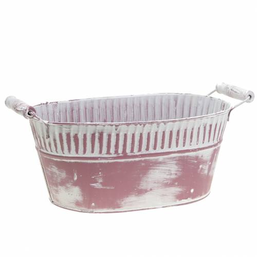 Floristik24 Jardinera cuenco ovalado morado blanco lavado 28cm x 17cm H12cm