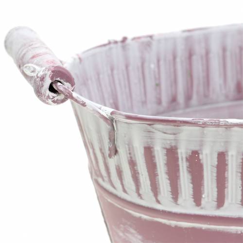 Floristik24 Jardinera cuenco ovalado morado blanco lavado 28cm x 17cm H12cm