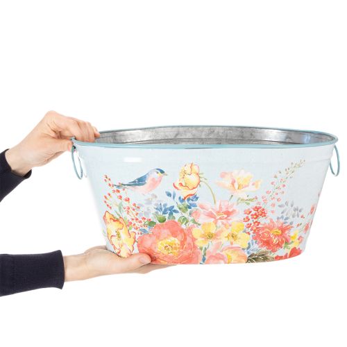 Macetas de primavera para plantas, ideales para flores o pájaros, con forma ovalada, de metal, 39 x 31 x 24,5 cm (L39/31/24,5 cm), juego de 3. | Floristik24.es