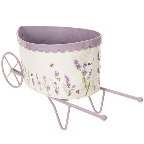 Artículo Carretilla con maceta y elegante diseño color lavanda, 46 cm.