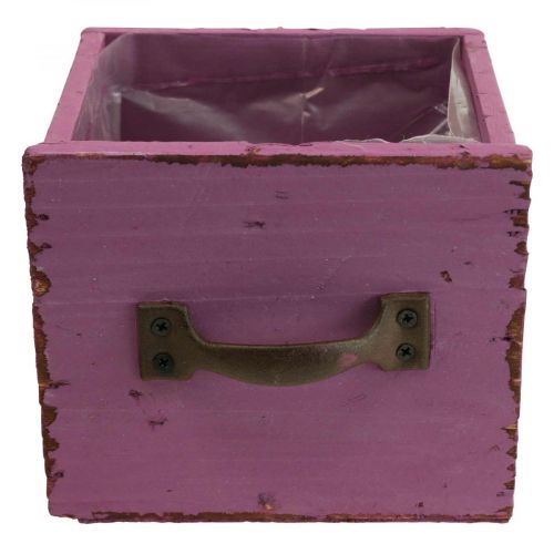 Artículo Cajón para plantas caja decorativa de madera para plantas púrpura 12,5 cm