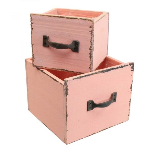 Floristik24 Cajón para plantas jardinera de madera Melocotón 12,5/16cm juego de 2