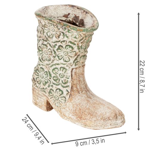 Maceta con forma de bota vaquera, planta, zapato, estampado floral vintage, 24 cm | Floristik24.es