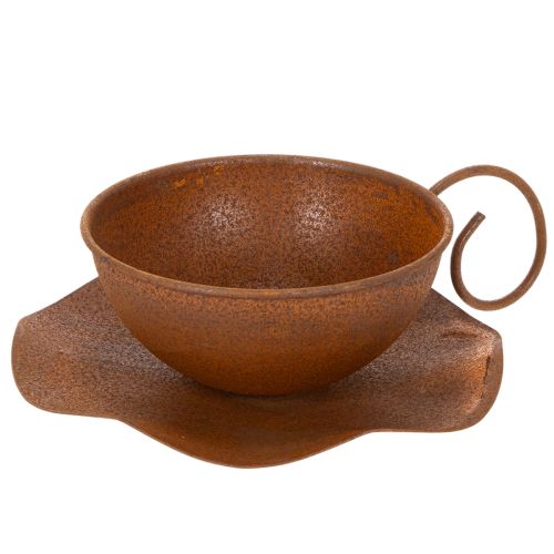 Maceta con platillo, acabado en óxido, Ø19,5 cm, H8 cm comprar | Floristik24.es