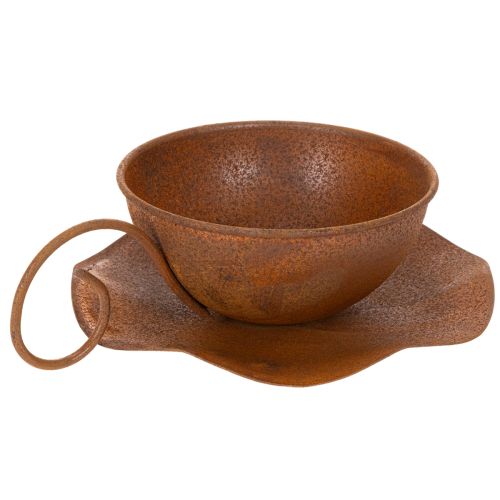Maceta con platillo, acabado en óxido, Ø19,5 cm, H8 cm | Floristik24.es