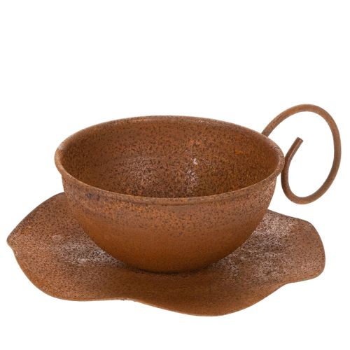 Maceta y platillo vintage color óxido, Ø17,5 cm H6 cm comprar | Floristik24.es