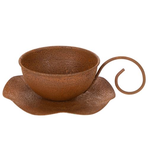 Maceta y platillo vintage color óxido, Ø17,5 cm H6 cm | Floristik24.es