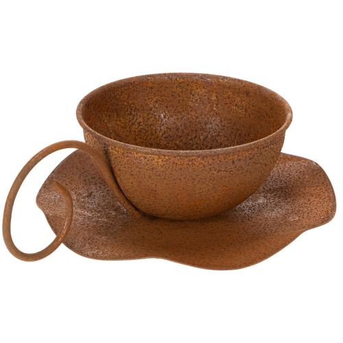 Maceta y platillo vintage color óxido, Ø17,5 cm H6 cm | Floristik24.es