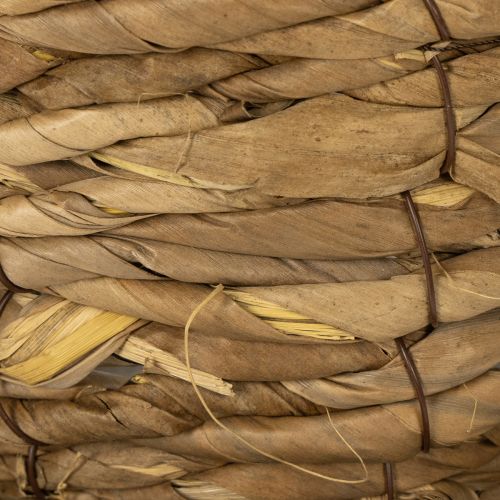 Artículo Vaso para plantar con platillo, pequeña cesta de paja para plantar, Ø17cm H13cm