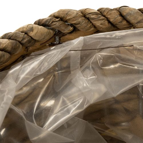 Artículo Vaso para plantar con platillo, pequeña cesta de paja para plantar, Ø17cm H13cm