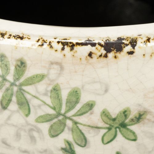 Artículo Maceta de cerámica con estampado floral, decoración de habitación, 18 cm.