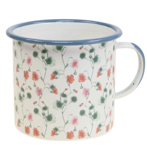 Artículo Vaso decorativo esmaltado con motivos florales Ø11cm