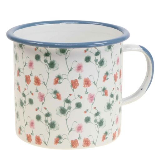 Artículo Taza de plantas taza decorativa esmaltada motivos florales Ø11cm