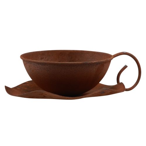 Floristik24 Taza para plantas con platillo vintage óxido Ø17,5cm H6cm