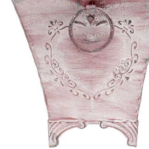 Floristik24 Macetero de chapa cuadrada rosa 16.7cm x 16.7cm H16.5cm