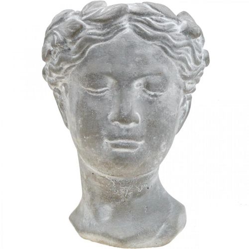 Floristik24 Maceta busto cabeza de planta lavada en blanco hormigón Ø10cm H21cm