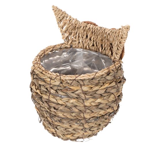 Cesta decorativa tejida a mano con forma de búho para el alféizar de la ventana, 18 cm. | Floristik24.es