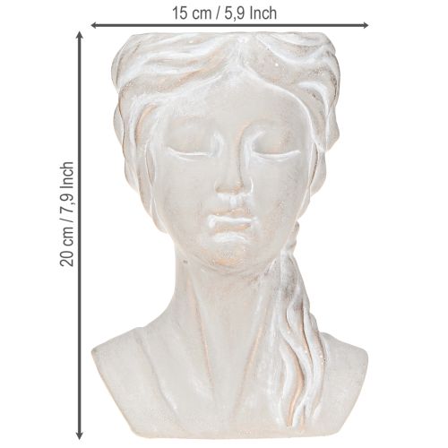 Artículo Maceta con busto femenino vintage de piedra fundida de 20 cm de alto.