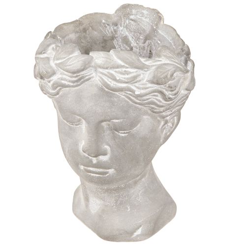 Artículo Macetero cabeza de mujer macetero decorativo blanco lavado 15×16×21cm