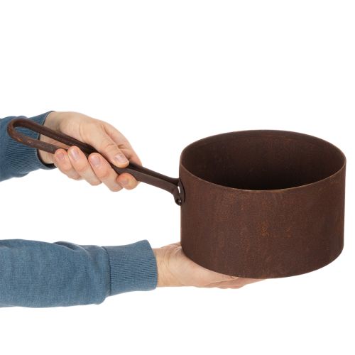 Maceta de metal, jardinera, bandeja color óxido, artículo decorativo, Ø20cm H11cm | Floristik24.es