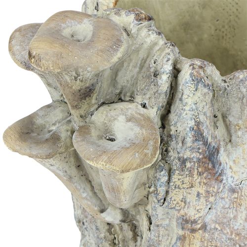 Artículo Maceta de piedra artificial con setas y tocón de árbol de 16 cm.