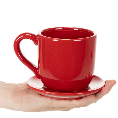 Taza decorativa grande con platillo, apta como maceta, 17 cm. | Floristik24.es