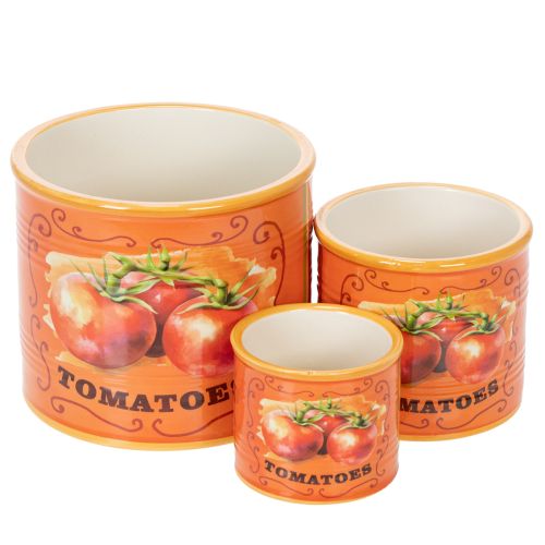 Floristik24 Juego de 3 macetas de cerámica para tomates, decorativas para cocina y decoración retro, 14 cm