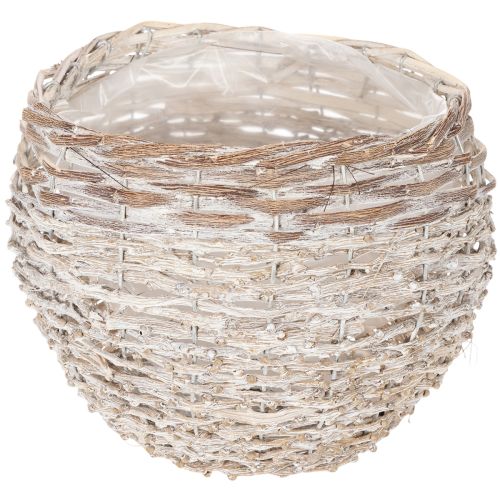 Cesta redonda tejida, cesta decorativa grande para plantar, 23 cm.