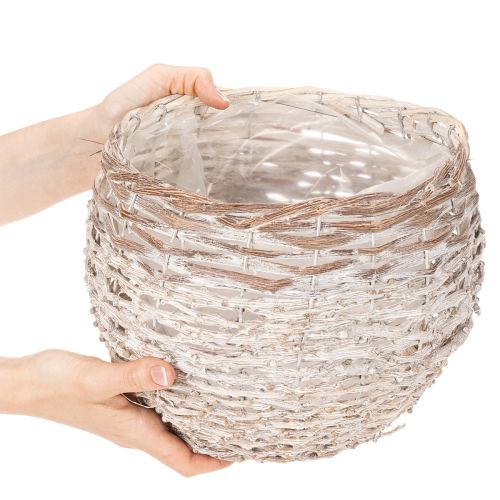 Cesta redonda tejida, cesta decorativa grande para plantar, 23 cm. | Floristik24.es