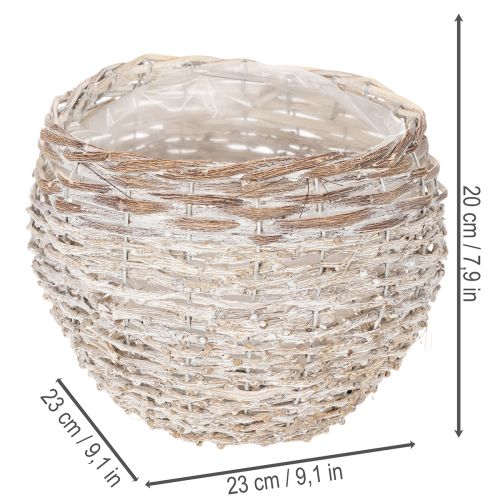 Cesta redonda tejida, cesta decorativa grande para plantar, 23 cm. | Floristik24.es