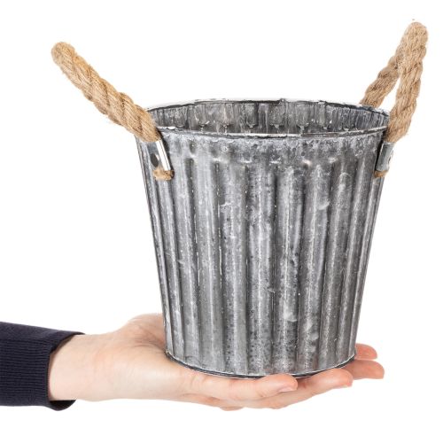Maceta metálica, maceta decorativa con asas, jardinera, macetero Ø16,5 cm | Floristik24.es