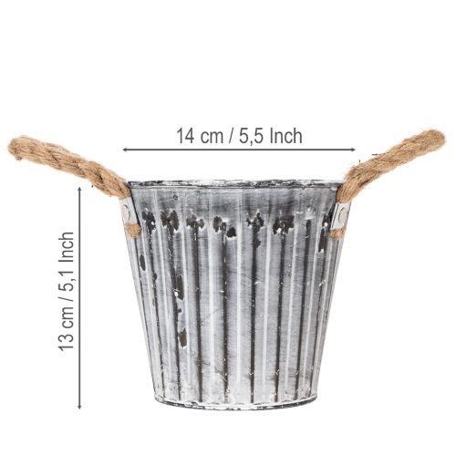 Maceta con asas, maceta metálica, maceta decorativa para plantar Ø14,5 cm | Floristik24.es