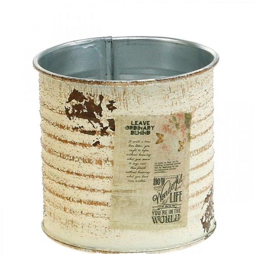 Floristik24 Macetero lata decorativa lata de metal crema Ø8cm H7.5cm