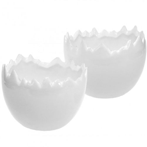 Floristik24 Macetero cáscara de huevo blanco Ø12cm H9cm 2pcs