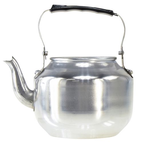 Artículo Maceta decorativa de metal con jarra de agua plateada vintage Ø15cm