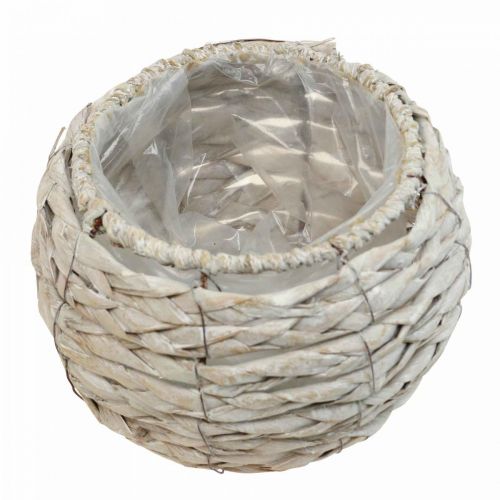 Artículo Cesta para plantas maceta rústica blanca lavada Ø17cm H11cm