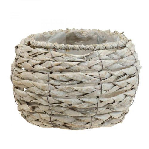 Artículo Cesta para plantas maceta rústica blanca lavada Ø17cm H11cm