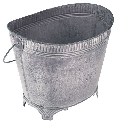 Floristik24 Macetero con bandeja para plantas macetero de metal violeta blanco Al. 16,5 cm