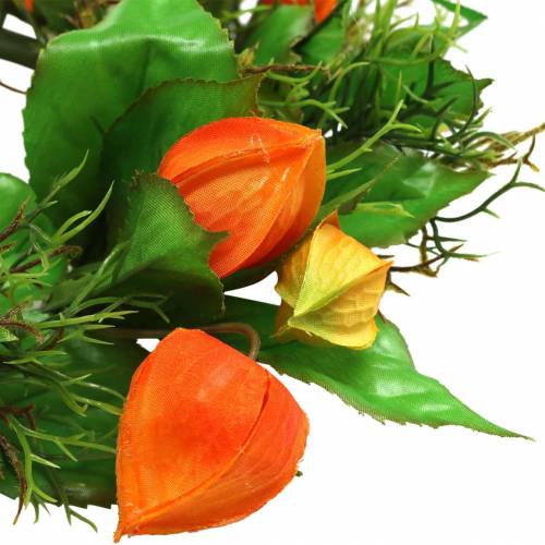 Floristik24 Corona de Physalis naranja artificial, verde Ø28cm decoración de otoño