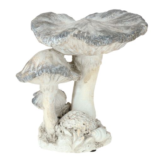 Artículo Decoración de setas de piedra fundida gris blanca lavada 21,5×18×22cm
