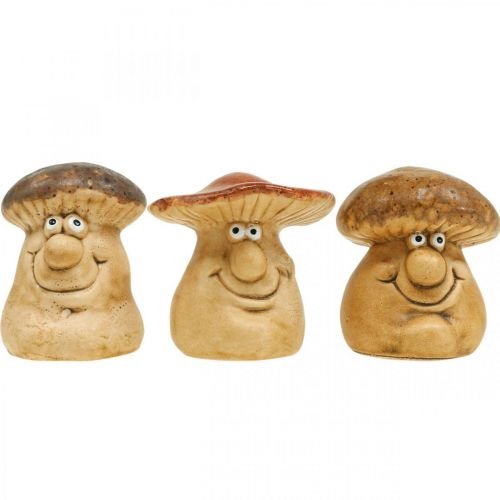 Floristik24 Seta decorativa de cerámica con figura de cara marrón Al. 8 cm 3 uds.