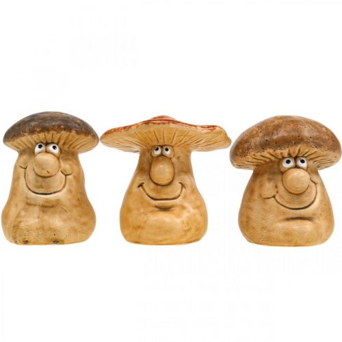 Floristik24 Hongo decorativo de ceramica con cara figura marron H12cm 3pcs