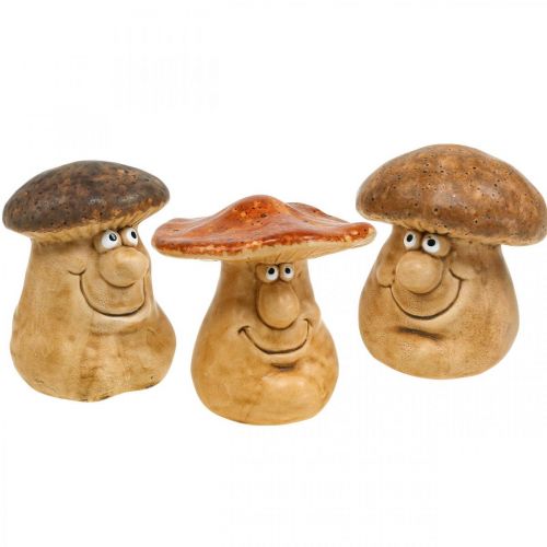 Floristik24 Hongo decorativo de ceramica con cara figura marron H12cm 3pcs